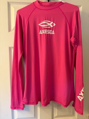AXESEA Women's Pink Long-Sleeve Swim Coverup Rash Guard